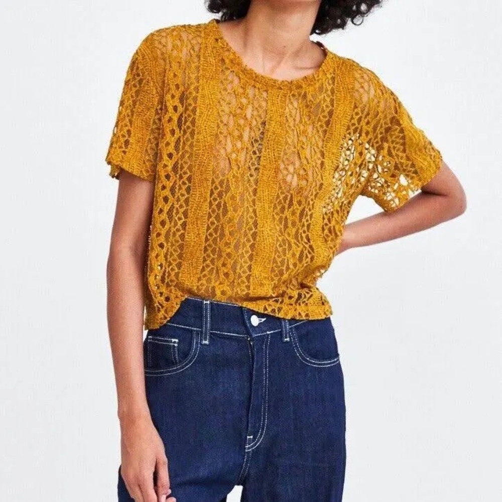 Zara Gold Lace Blouse